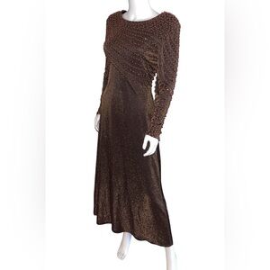 Vintage Vie Victoria Royal of Hong Kong 1960s Brown Dress Size 6 P2P 19”